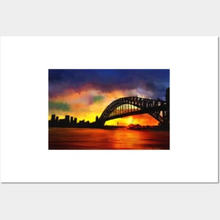 Sydney Harbour Australia Impressionist Sunset Art Posters and Art